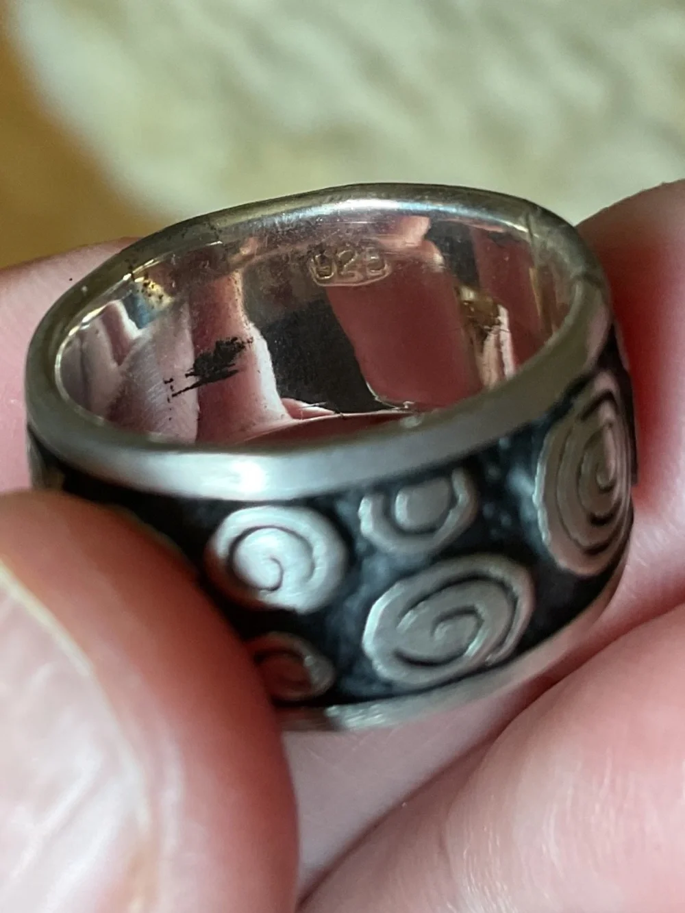NWOT Solid Sterling Silver 925 Greek Design Wide Ring Size US 6.75